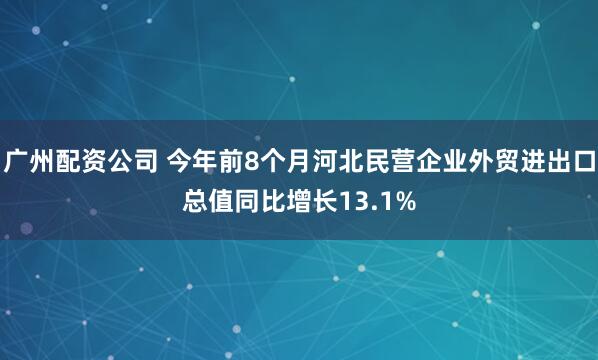 广州配资公司 今年前8个月河北民营企业外贸进出口总值同比增长13.1%